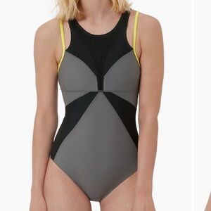 Sweaty Betty Free Dive Stylish Gray and Black Women's Swimsuit